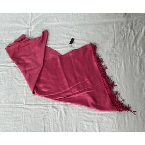 Kenneth Cole Silk/Rayon Bright Pink Scarf, NWT, Long, Wide, Soft, Fringe